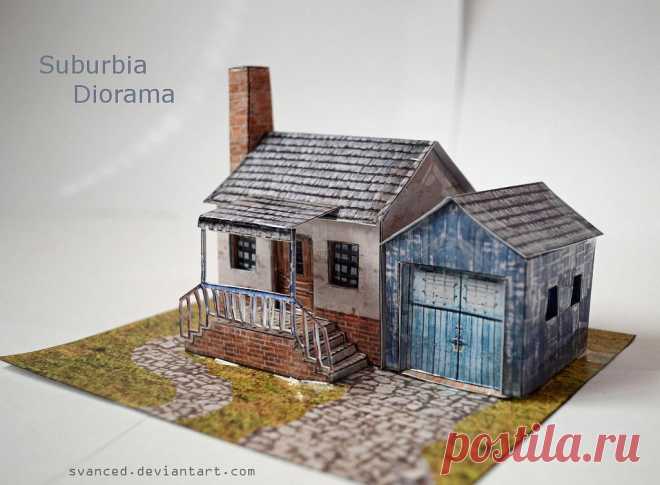 Suburbia Diorama Papercraft 1 +Скачать Хороший и маленький papercraft, созданный мной. Оригинальная сборка / шаблон от: Papermau Photo2: [link] уровень сложности: средний прямая ссылка на скачивание: [link]