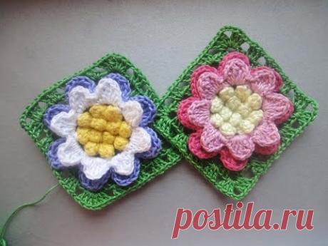 Цветок в квадрате Flower in a square Crochet