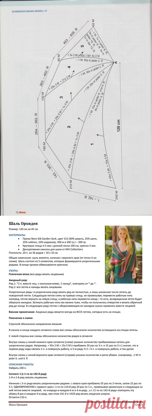 Шаль «Орхидея» связанная в технике секционного вязания - Сам себе волшебник
