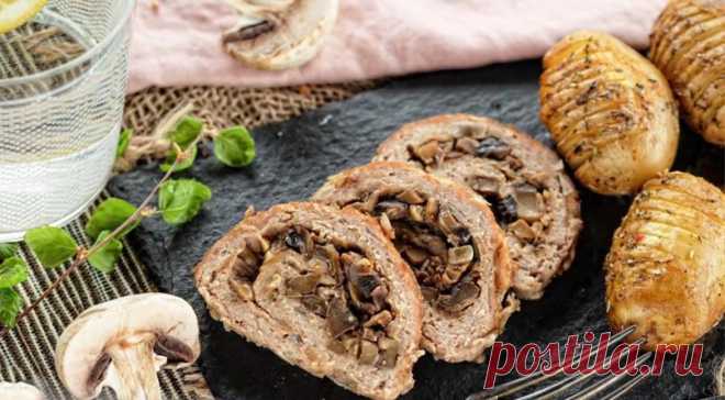 Мясной рулет с грибами и луком | Журнал 