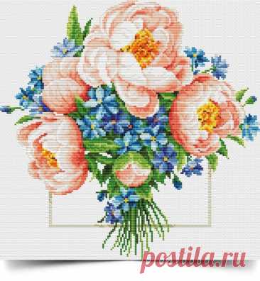Вышиваем восхитительные букеты цветов Вышиваем восхитительные букеты цветовВоспользуйтесь прилагаемой легендой или подберите оттенки мулине для букетов самостоятельно - так получится неповторимо.