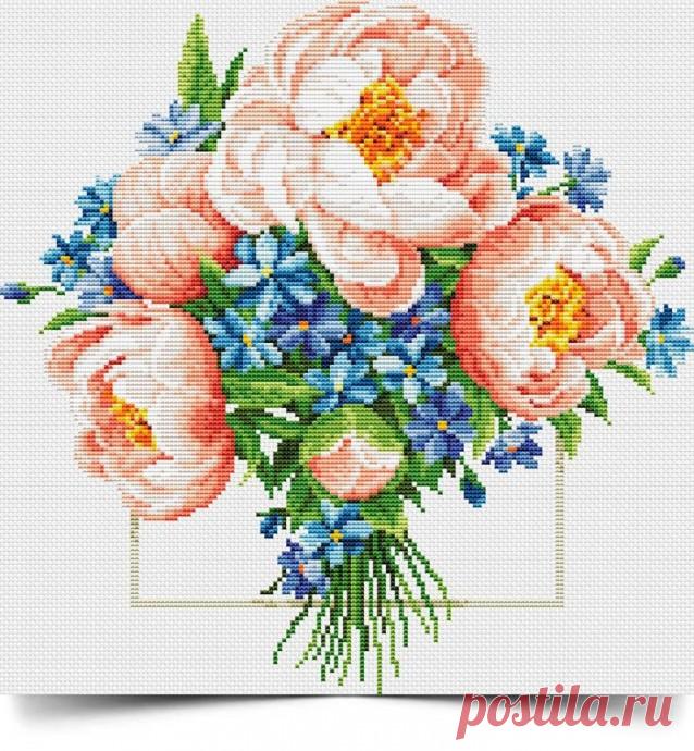 Вышиваем восхитительные букеты цветов Вышиваем восхитительные букеты цветовВоспользуйтесь прилагаемой легендой или подберите оттенки мулине для букетов самостоятельно - так получится неповторимо.