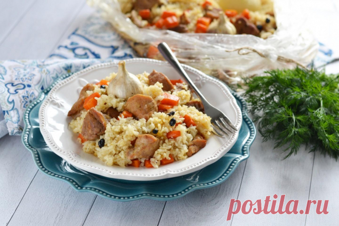 Плов в рукаве в духовке