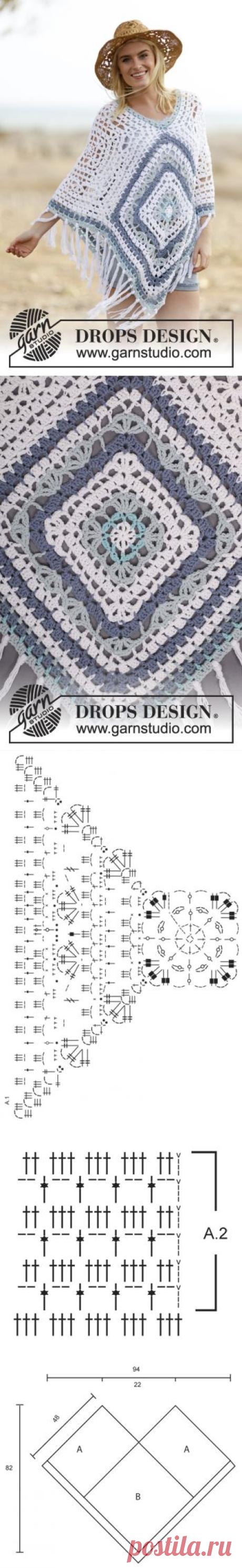 Crochet DROPS poncho in "Paris". One-size ~ DROPS Design