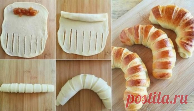 Рогалики с яблочным джемом — вкуснее вы не пробовали! Ингредиенты: Молоко теплое — 0,5 л. Мука — 1 кг. Яйца — 4 шт. Дрожжи — 20 г. Соль — 2 ч.ложки Сахар — 3 ст.ложки Масло сливочное — 150 г. Масло растительное — 50 г. Яблочный джем или конфитюр — для начинки Как приготовить сдобные рогалики: Дрожжи растворяем в теплом молоке и даем немного...