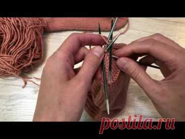 Стягивание петель мыса крючком при вязании носков спицами