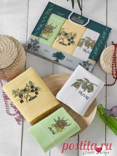 Кухонное полотенце kamavice olive (40х60 см - 3 шт) из вафли meteor
