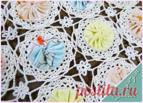 Motivos en crochet-ganchillo con yo-yos de tela rellenos - enrHedando