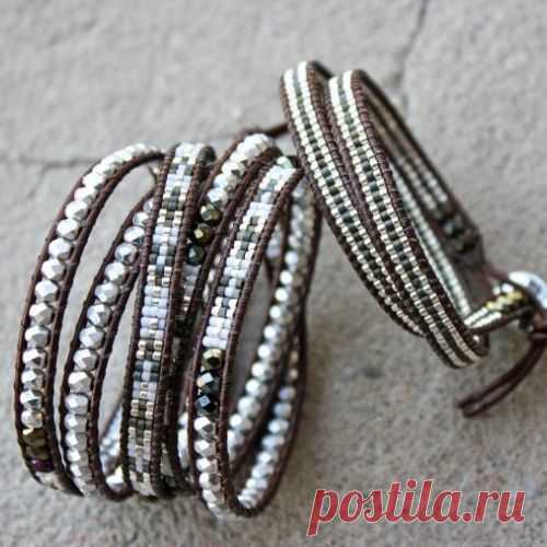 Создаем браслет-намотку из чешских граненых бусин и японского бисера
