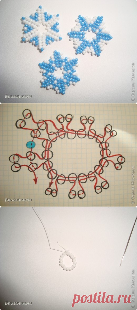 Снежинки из бисера