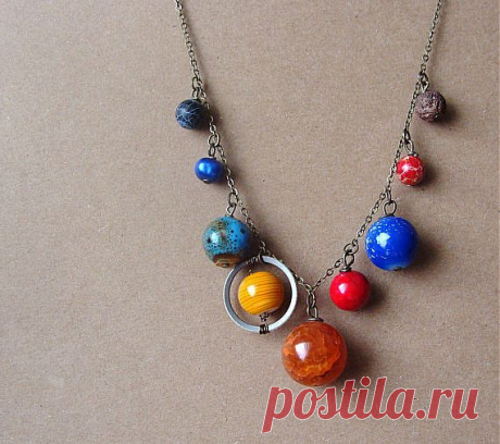 Planets Necklace Solar System the Nine Planets on от aptoArt