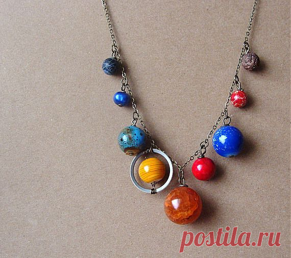 Planets Necklace Solar System the Nine Planets on от aptoArt