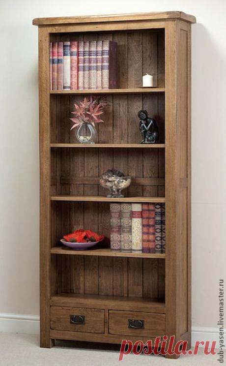 Купить Стеллаж из дуба &quot;Шале&quot; - коричневый, стеллаж, хранение, библиотека, шкаф, кабинет, мебель из массива