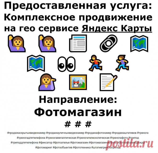 Продвижение Яндекс Карты пример по теме - Фотомагазин