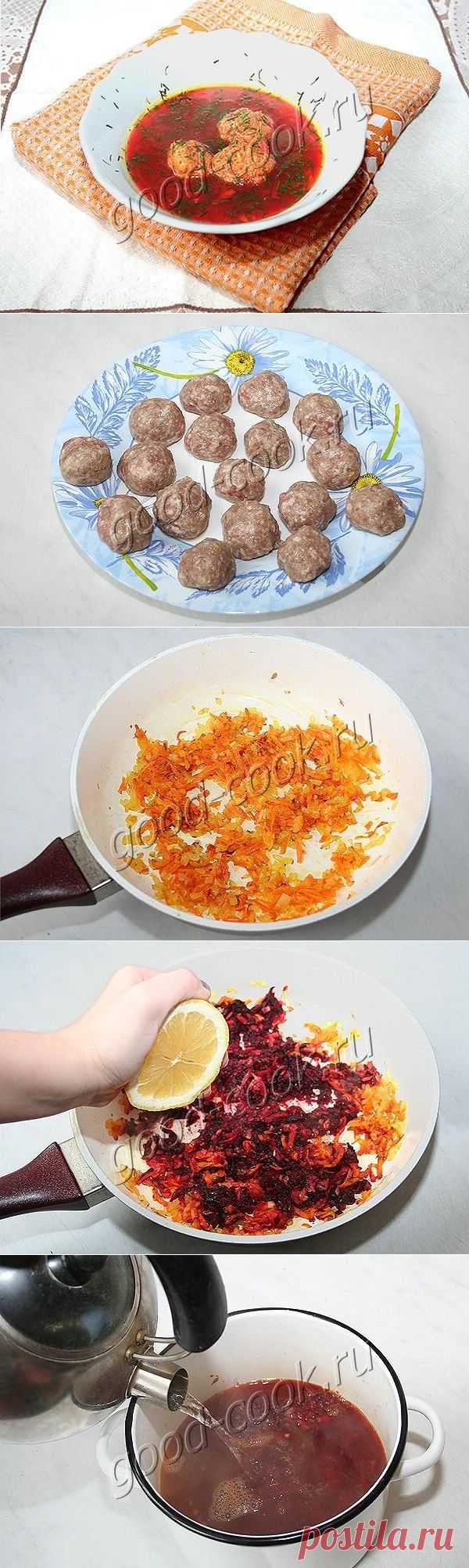свекольный суп с фрикадельками