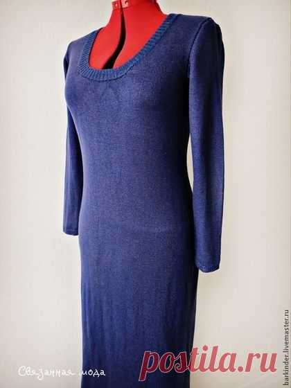 Вязаное длинное платье "Аметистовое небо " - тёмно-синий,платье,платье вязаное