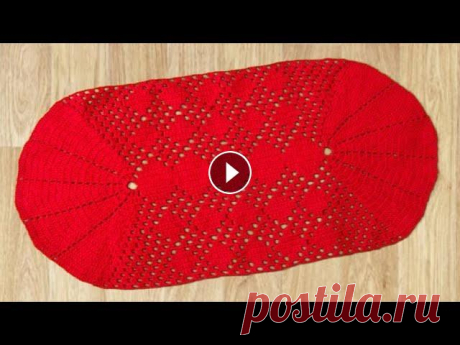 ОВАЛЬНЫЙ КОВРИК КРЮЧКОМ С РОМБАМИ Как связать овальный коврик крючком с узором ромбами в центре...