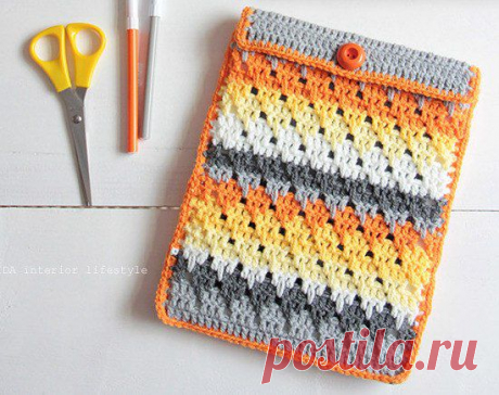 Чехол для планшета крючком. Схема. / Своими руками