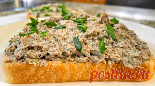 Вкуснейшая намазка на хлеб . Готовится 15 минут. Вкусный бутерброд на завтрак. Грибной паштет | Рецепты в гостях у Вани | Дзен
