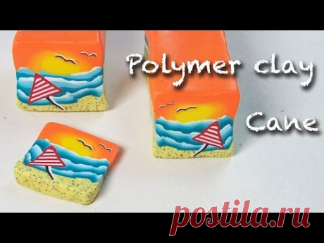 Diy, how to make seascape cane - polymer clay necklace tutorial
