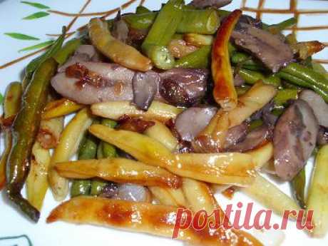 Жаренная спаржевая фасоль с грибами и луком | Рецепты моей мамы