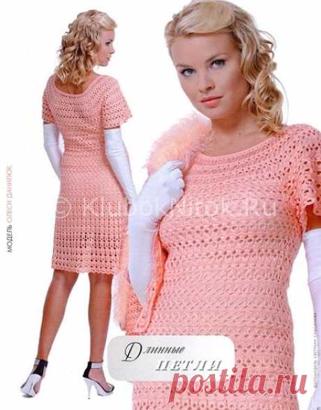 Персиковое платье от Олеси Данилюк | Вязание для женщин | Вязание спицами и крючком. Схемы вязания.