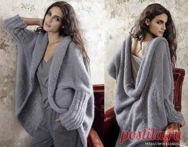 Очень интересный жакет спицами.