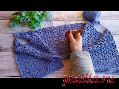 Ажурный кардиган крючком. Часть 3. Росток. Подрезы.