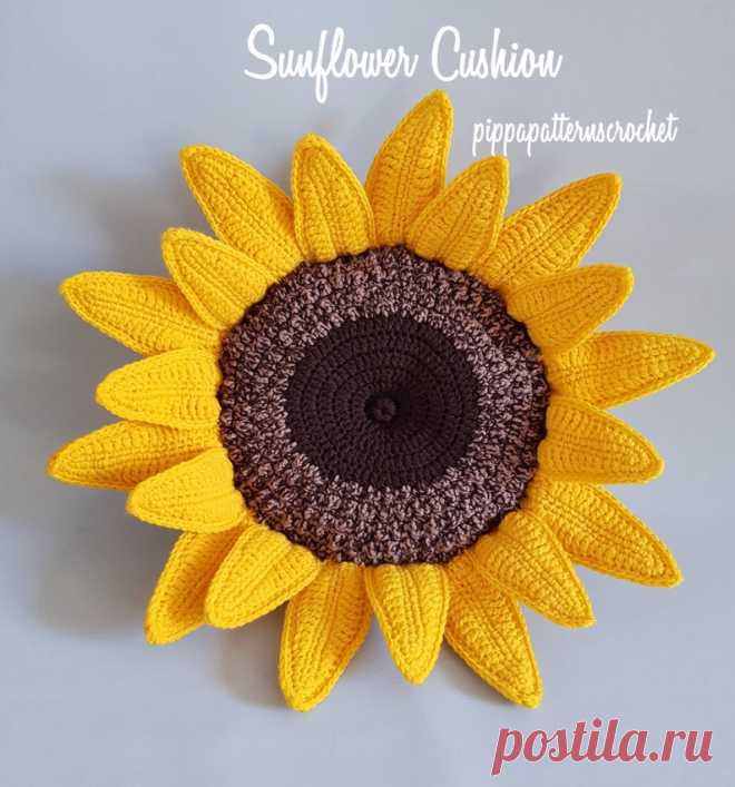 Crochet Sunflower Cushion Sunflower pillow crochet | Etsy