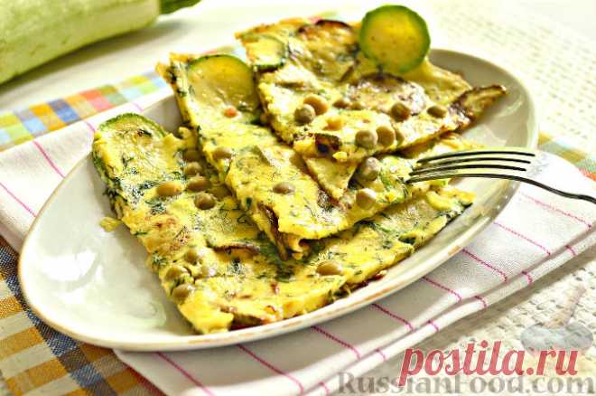 Рецепт: Закуска из кабачков, яиц и зеленого горошка на RussianFood.com