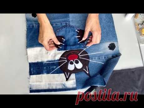 DIY Easy Tutorial of Beautiful DENIM TOTE BAG from old jeans