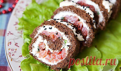 Закуска из хлеба с сыром и форелью / Простые рецепты