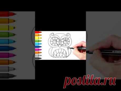 Как нарисовать сову - Рисование, раскраска #shorts
