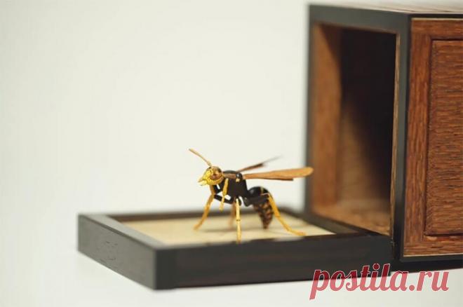 Японский художник вырезает из дерева потрясающие скульптуры, которые