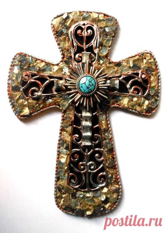 Wall cross handmade ooak religious art found object wall decor