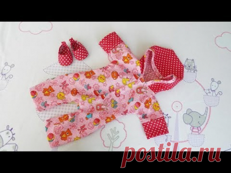 Как сшить слитник комбинезон с капюшоном для куклы Беби Бон. Doll clothes
