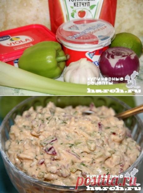 Дип из плавленого сыра с овощами