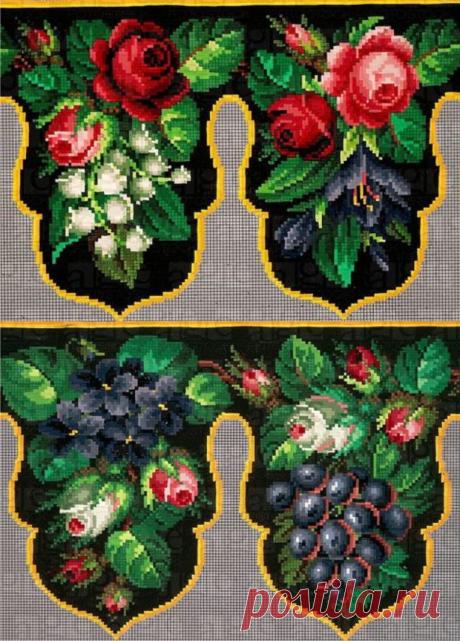Вышивка крестом — красивые старинные схемы Petit Point