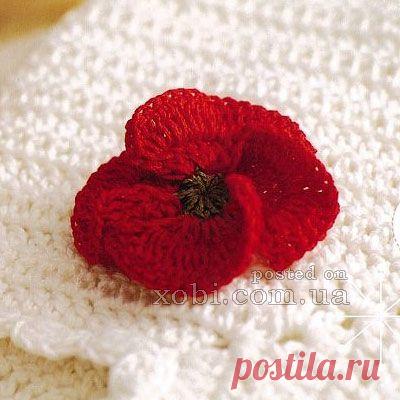 цветок мака крючком