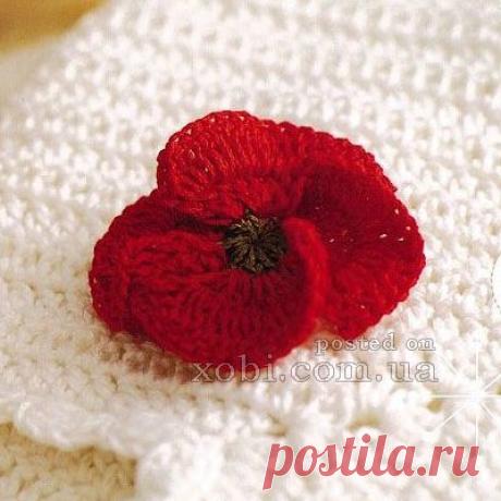 цветок мака крючком