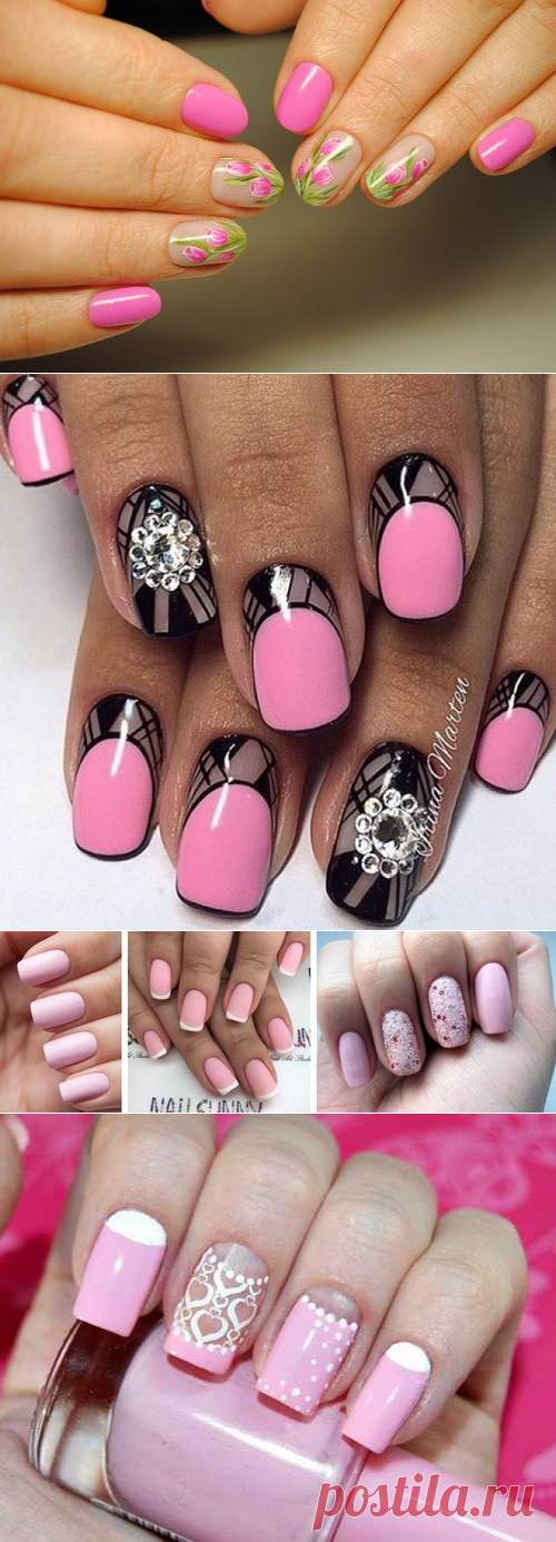 Модный розовый маникюр фото, нежный розовый маникюр, розовый маникюр с рисунком, яркий розовый маникюр | topxstyle.ru