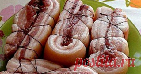 Сало в луковой шелухе с чесноком. Пальчики оближешь! ...