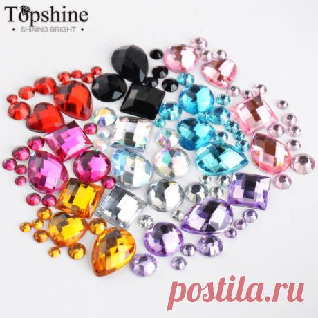 1000 шт. Разных Размеров и Форм Много Цветов Круглый Смола Свободные Flatback Горный Хрусталь Ногтей Хрустальные Камни Для Свадебных Украшений купить на AliExpress
