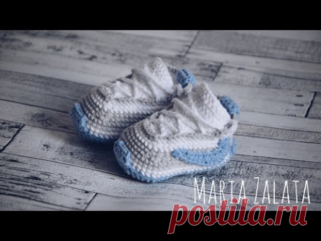 Мастер класс - Вязаные пинетки крючком / Пинетки кеды крючком