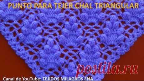 Punto para tejer chal triangular, en punta o en V, # 8
