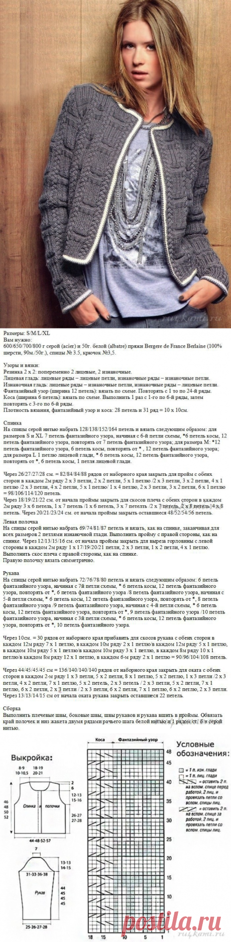 Жакет в стиле Шанель, вяжем спицами