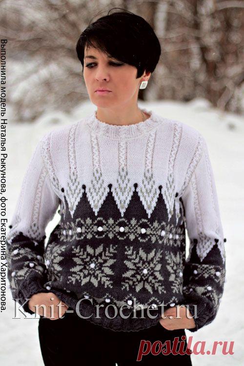 Пуловер с жаккардовым узором спицами. - Пуловеры женские спицами - Вязание спицами - Каталог статей - Вязание спицами и крючком