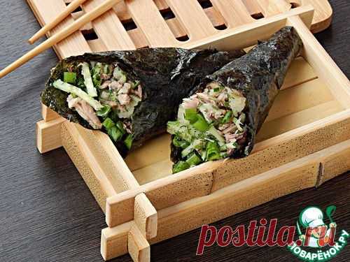 Кулечки темаки с тунцом и овощами - кулинарный рецепт