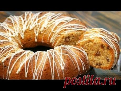 ЛУЧШЕ СРАЗУ ДВЕ ПОРЦИИ! ПОТРЯСАЮЩЕ ВКУСНЫЙ ОРЕХОВЫЙ КЕКС Рецепт Выпечка !!! Форма Ø23 см или 23*11 см130 г сахара130 г сливочного масла2 средних яйца100 г сметаны (йогурт)+/- 150 г муки1 ч.л. разрыхлителя200 г ореховЩепотка соли, ваниль70 г изюма (по жел.)