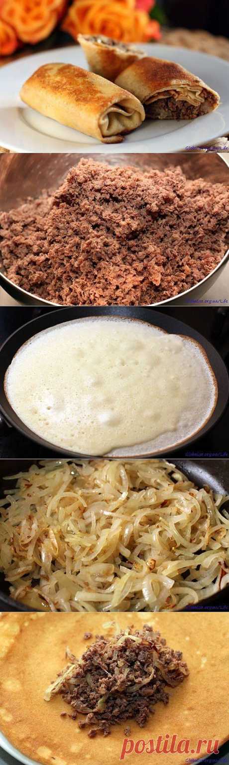 Традиционнын блины с мясом.